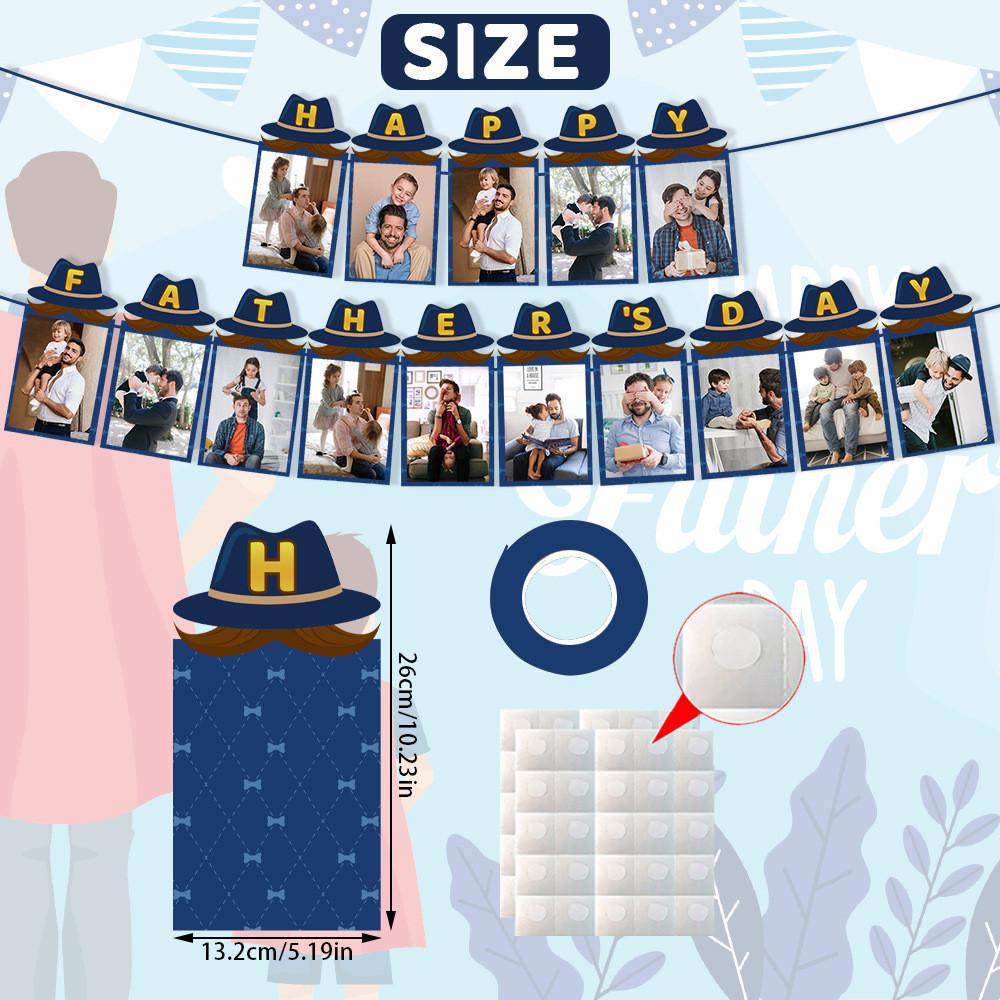 Day Father Theme Hat Pattern Creativity Paper Photo Banner Party Decoration Prop