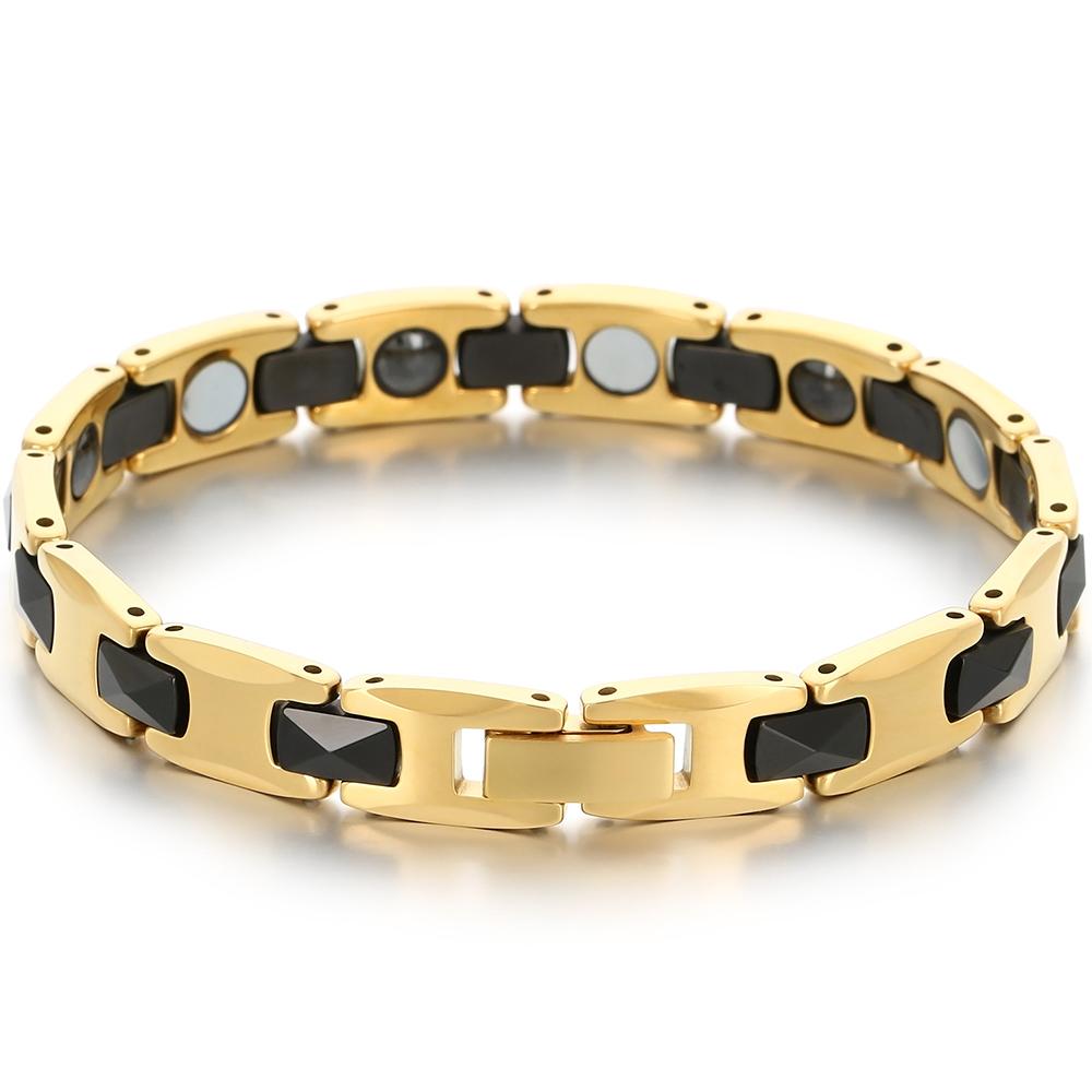 Herren Magnettherapie Germanium Armbänder für Herren Vakuumbeschichteter Wolframstahl Hypoallergener Gesundheitsschmuck Mode Geschenke für Ihn