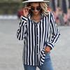 2024 Dames Lente/Zomer Blauw Gestreept Mode Blouse - Veelzijdige Europese en Amerikaanse Stijl