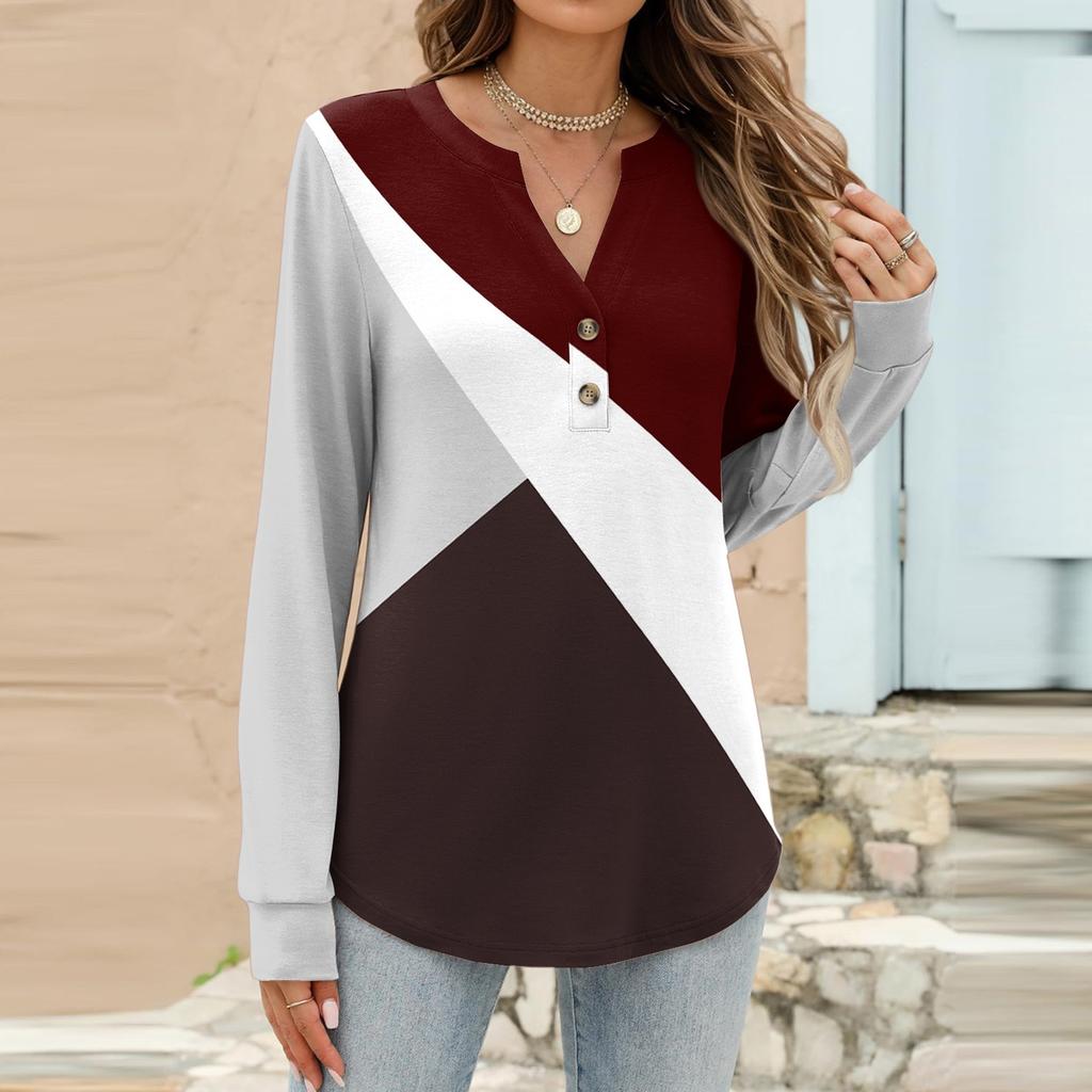 T-shirt à manches longues imprimé décontracté pour femme