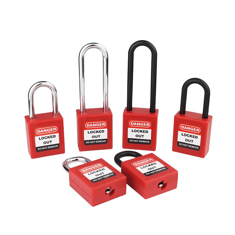 Economic AJF Brand 38mm Steel Shackle Insulated Safety Padlock Keyed Alike Lockout Polished Finish OEM Manufacturer Easy (Red,Padlock&Plastic)