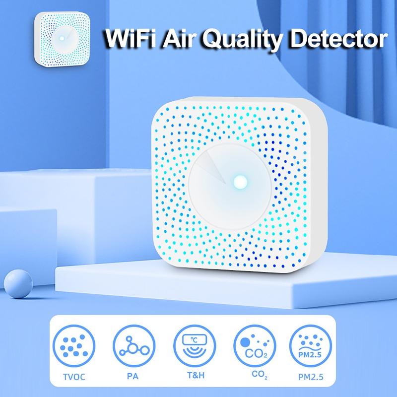 Tuya ZigBee 6 IN 1 Smart Wi-Fi Air Quality Detector PM2.5 Formaldehyde VOC CO2 Temperature Humidity Air Box Sensor Via Alexa