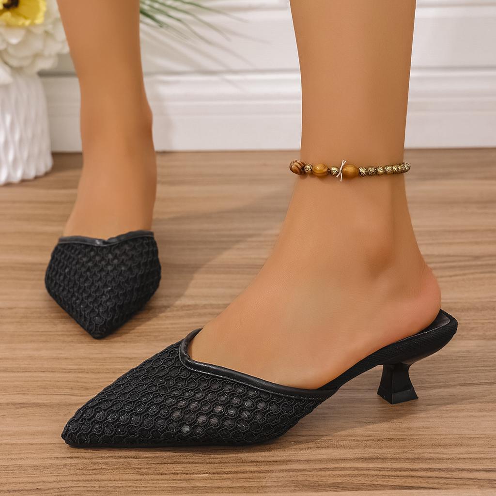 Foreign trade new 2025 summer baotou half-drag women's shoes 43 large size breathable high-heeled cool slippers sexy European and American slippers