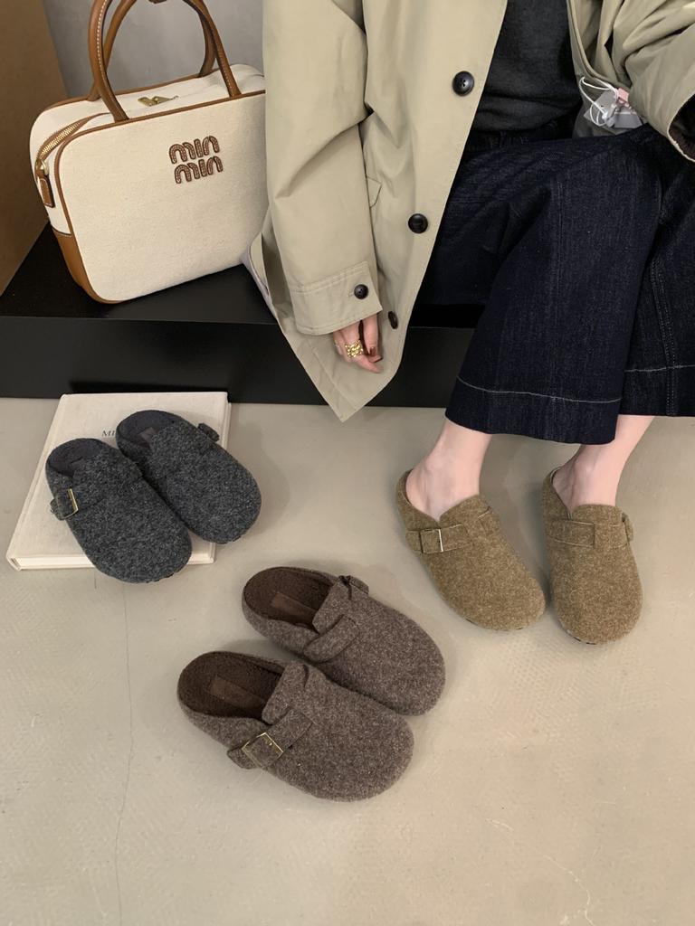 Baotou Slippers Women's Autumn 2025 New Retro Outer Wear Thick-soled Round Head One-pedal Lazy Shoes Muller Slippers