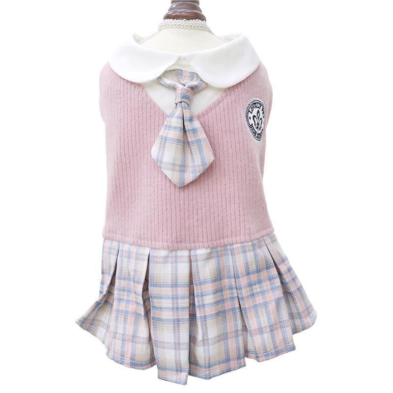 Koszula wełniana w kratę dla małych i średnich zwierząt - Wygodny strój wiosenno-jesienny dla psów i kotów