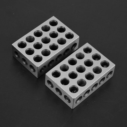 Milling Parallel Clamping Blocks, 2-Piece Precision Steel 23-Hole Milling Tool Accessory, Steel Engineer Blocks, 25x50x75mm, 23-Hole Milling Parallel