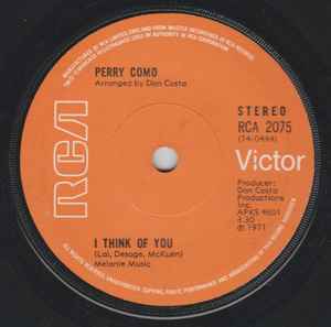 

7inch Record PERRY COMO - I Think Of You RCA2075 RCA Victor 1971 UK Rock Used