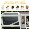 Outdoor Rabbit Hutch with House, Running Area and Tray, Made of Wood, Metal and PET, 105x57.5x51.5 cm, Grey