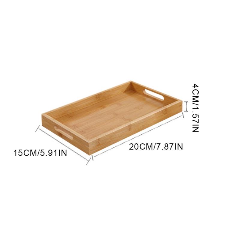 Bamboo Wooden Rectangular Tea Tray Solid Wood Tray Tea Cup Trays Stand Tray With Handle Wooden Hotel Dinner Plate Storage Tray