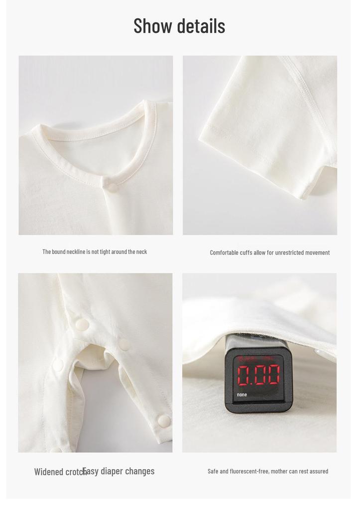 Baby Lyocell Short-Sleeve Bodysuit: Tagless Home Wear & First Birthday Jumpsuit