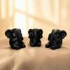 Matte Black Elephant Statues 3Pcs Elephants Figurine, 3D Printed No See Hear Speak Modern Desktop Ornaments Statues, Minimalist for Office Bedroom