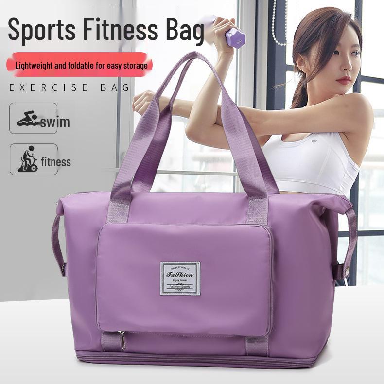 Compact Sports Fitness Bag with Wet/Dry Separation - Foldable Travel Handbag and Carry-on Luggage