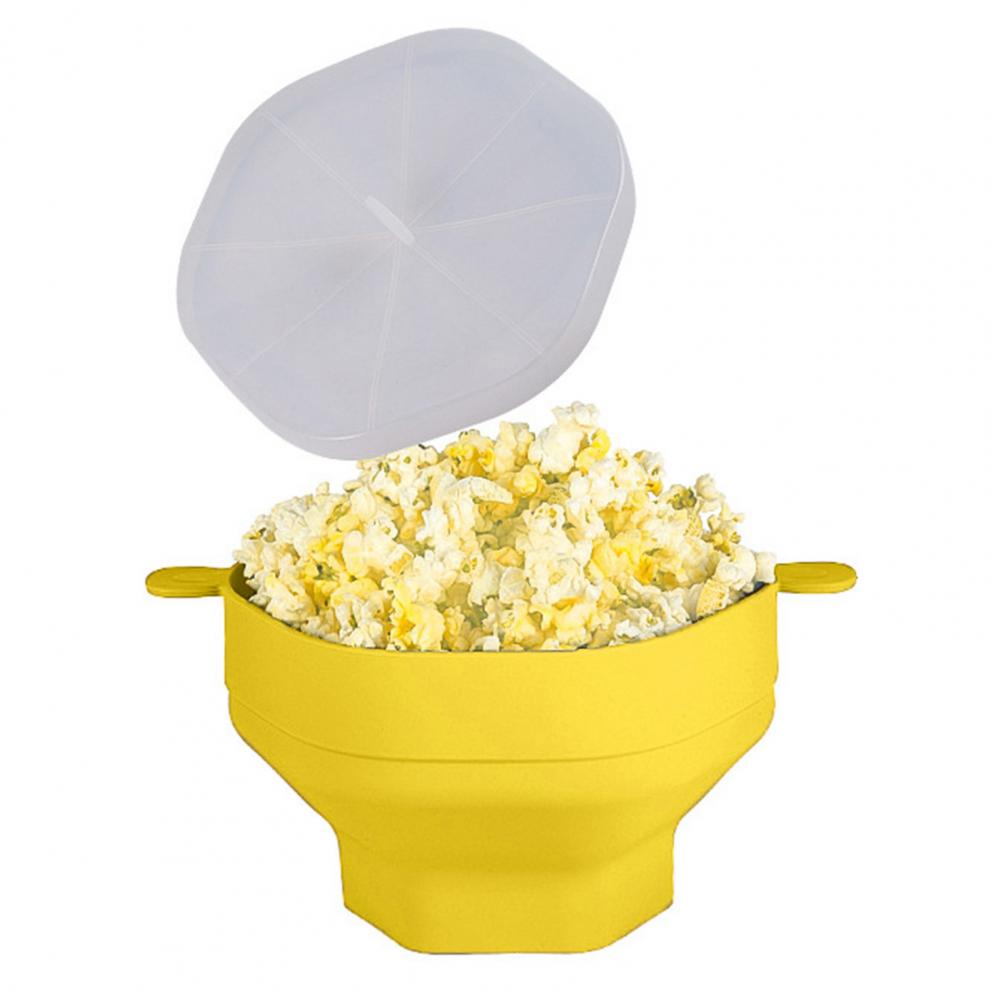 Silicone Microwave Popcorn Bowl with Lid Large Capacity Food Grade BPA Free Heat-Resistant Foldable Popcorn Maker Bucket Bowl