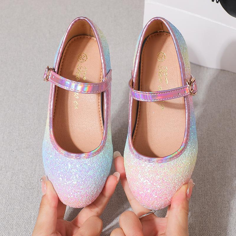 Dazzling  Autumn Princess Mary Jane Shoes for Girls with Sequins In Colorful Leather