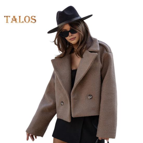 Fall Winter Women Jacket Turn-down Collar English Style Chest Pockets Windproof Outwear Single-breasted Solid Color Button Closure Commuting Daily