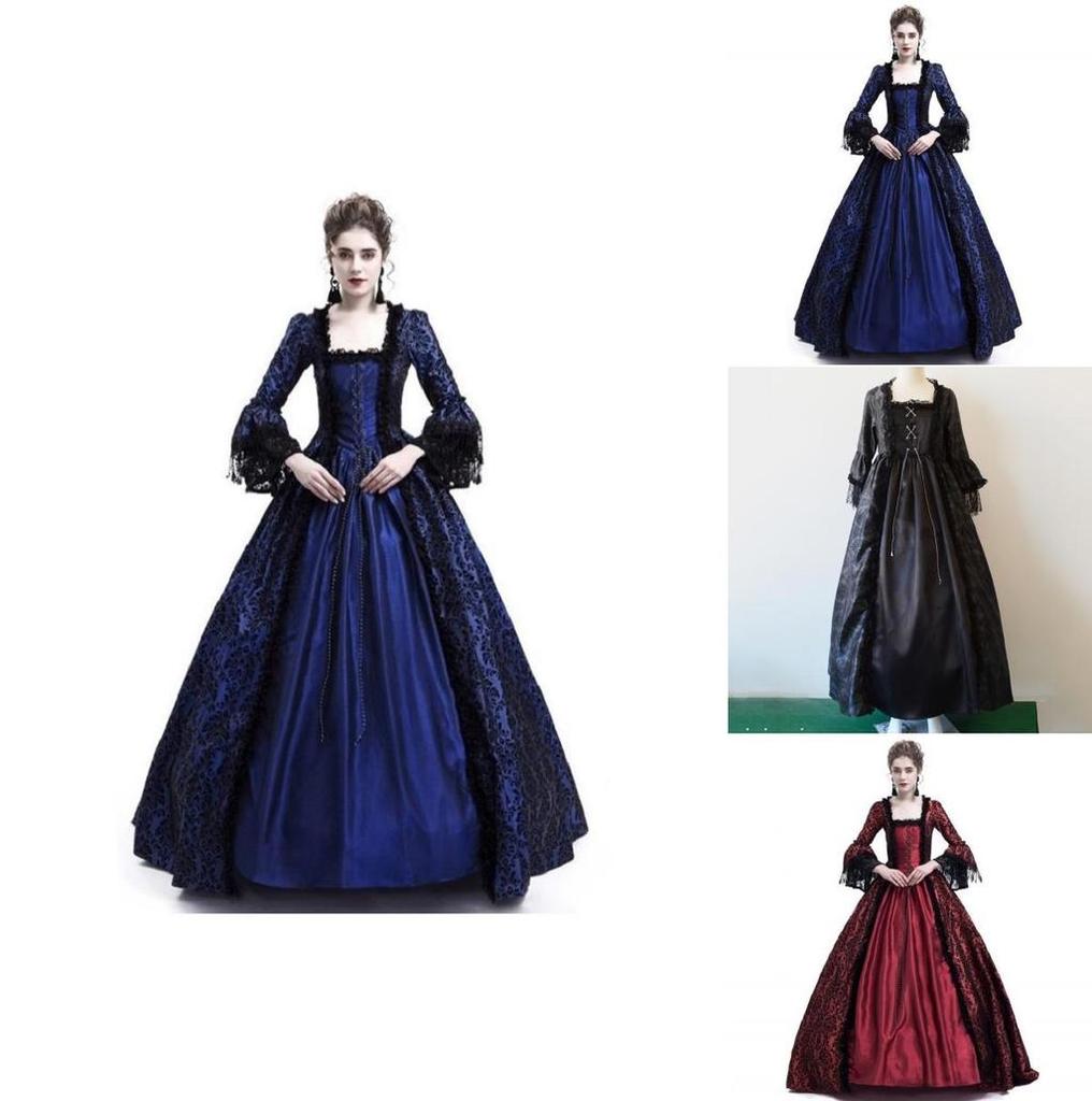 Elegant Renaissance Gothic Womens Victorian Maxi Dress Perfect For Cosplay