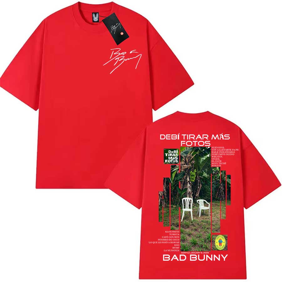 Bad Bunny Merch TShirt For Unisex Unisex 100 Cotton T Shirts Deb Tirar MS Fotos To Hiphop Short Sleeve Tops Bb6