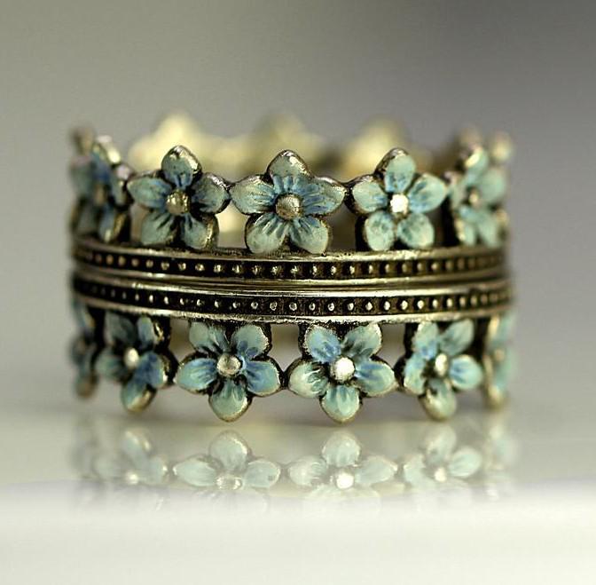 Ensemble de Bagues Ouvertes Empilables Couronne de Fleurs Rétro