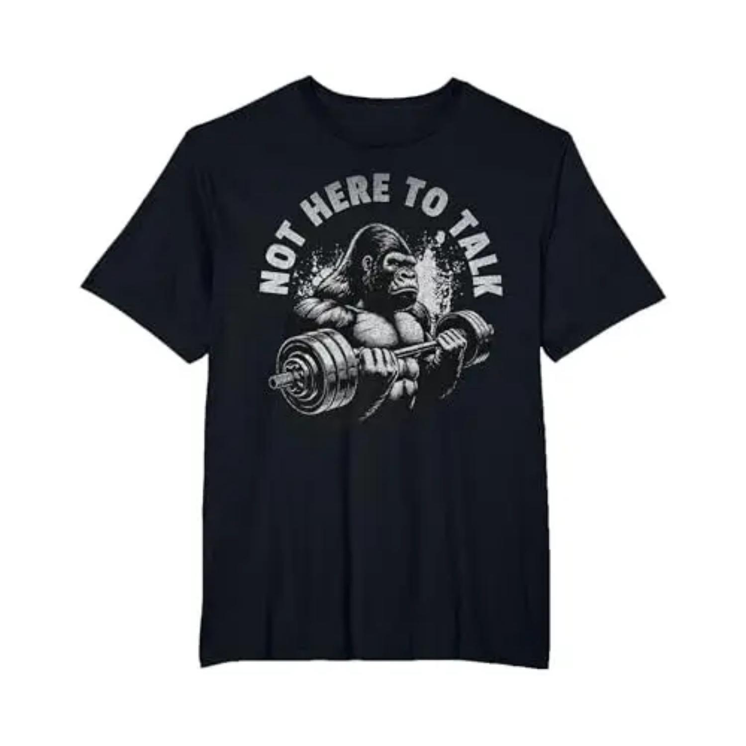 Gorilla Cotton TShirt Gym Workout Athletic Retro Casual Men Fitness Muscle Black S чёрный