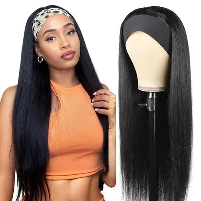 Headband Wig European Beautiful Woman Wig Ice Silk Headband Mechanism Headgear Black Long Headband Wig Chemical Fiber