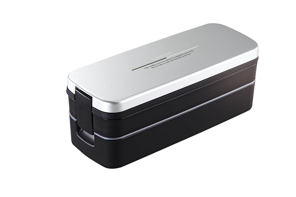 Asvel Lantus FL Lunch Box with Two-Tier Back, Silver, SS-T820