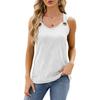IHUASU Spring and Summer Solid Color Round Neck Sleeveless Vest Metal Ring Loose Top