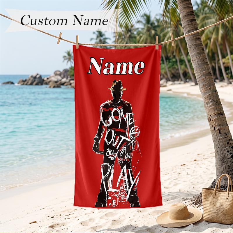 Freddy Krueger Custom Name Printed Beach Towel Personalized Soft Towel For Swimming Beach Travel