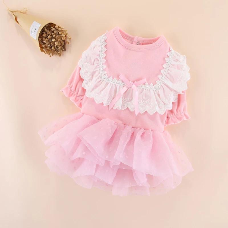 

Dog Wedding Dress Summer Pet Dresses Cat Pomeranian Maltese Bichon Poodle Schnauzer Dog Clothes Party Dog Clothing Costume Tutu S рожевий