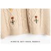Embroidered Sweater Jacket Women's Short Loose Knitted Cardigan Round Neck Floral Thread Long-sleeved Top