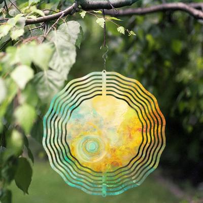 360 Degree Rotating Hanging Wind Chime 25.4cm Abstract Colorful Metal Art for Garden Balcony Decor All Seasons Gift Natural Theme Home Accessory