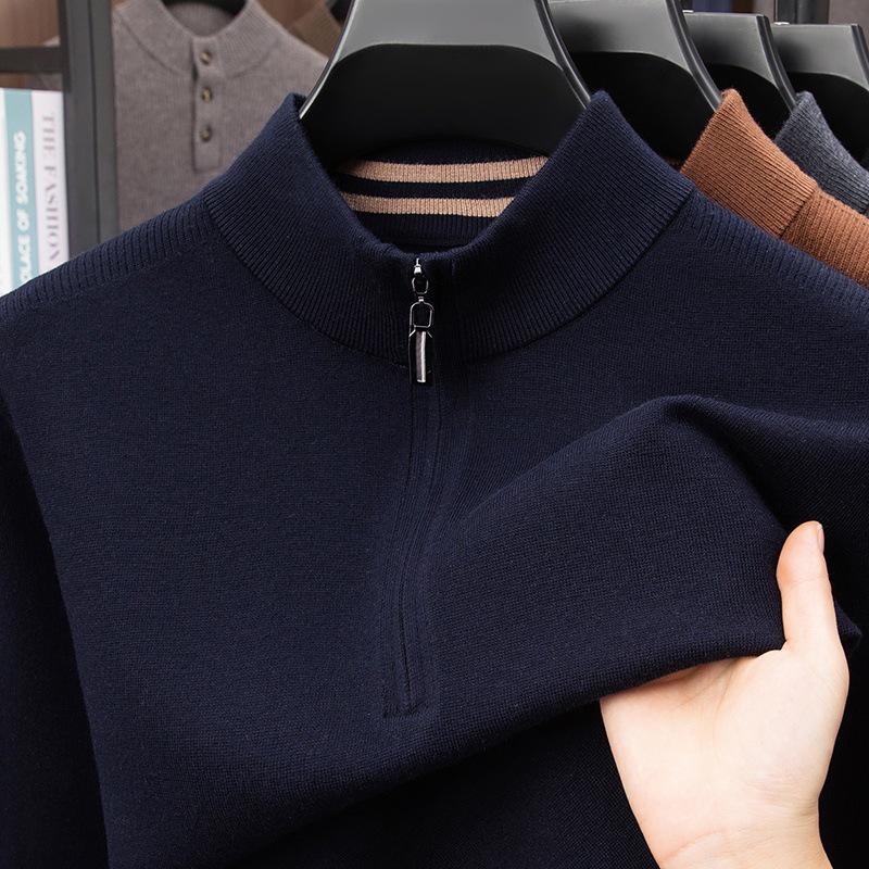 Puyuan 100% Wool Men's Half-Zip Sweater - Thick, Warm, Lightweight, and Luxurious Long-Sleeve Design