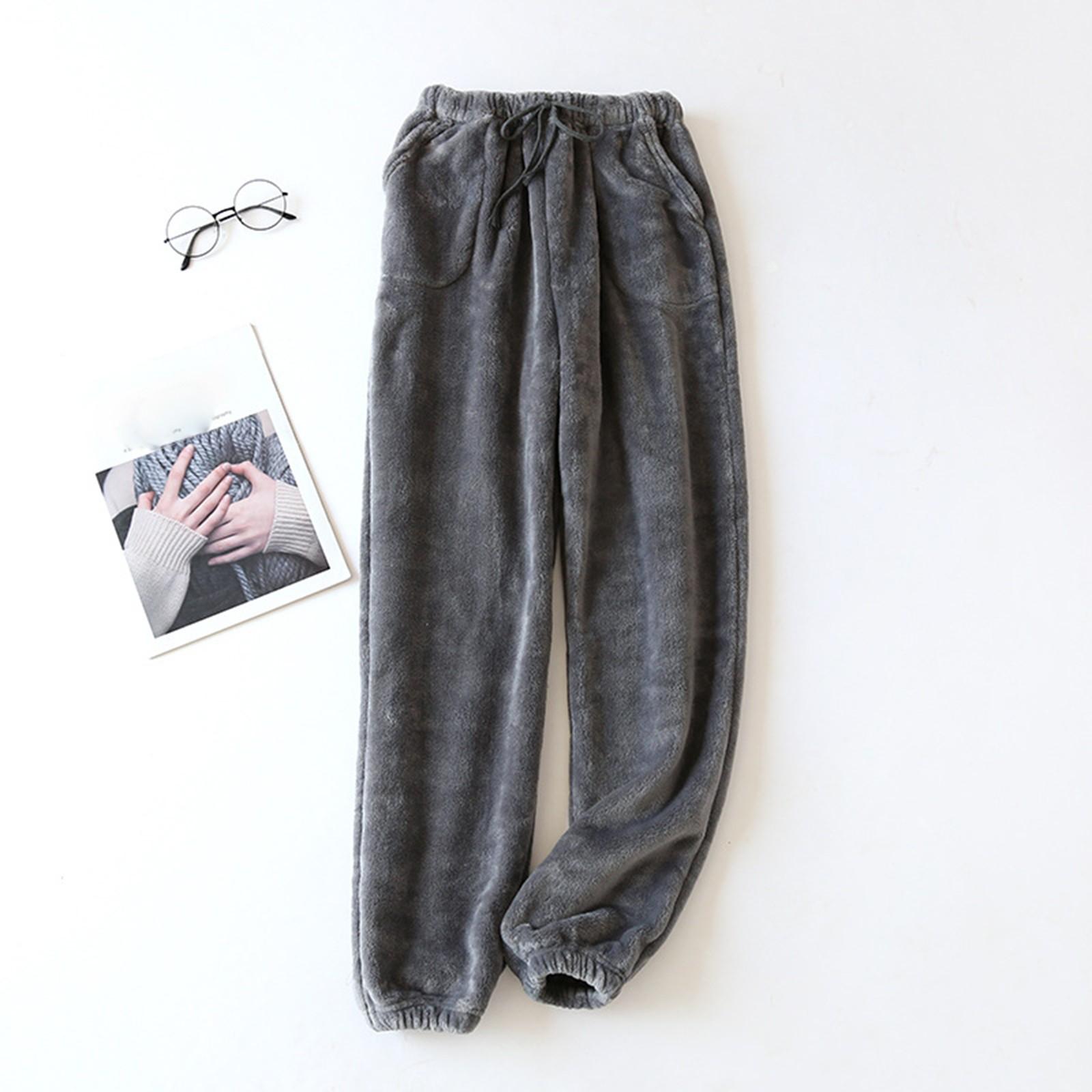 Женские термофлисовые карманы пижамные теплые повседневные брюки домашние пижамные штаны XXL