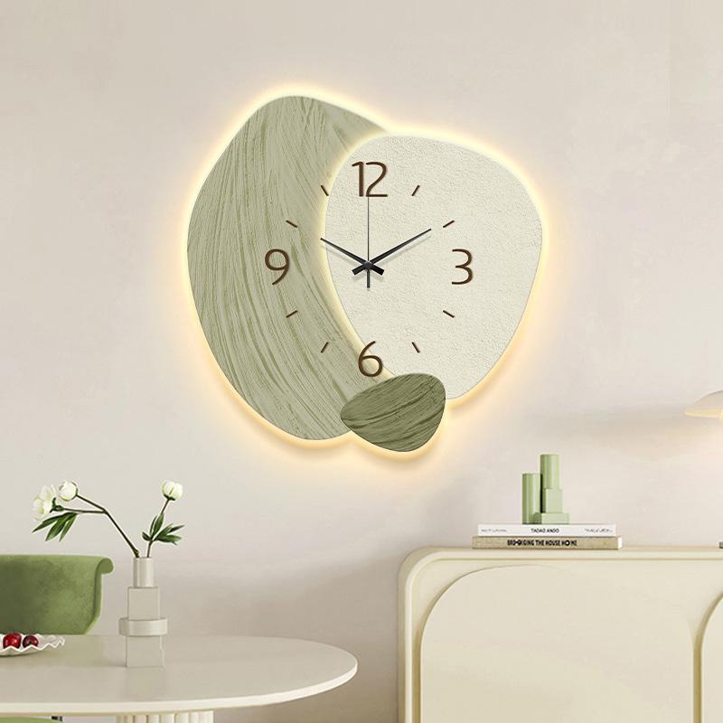 Fashion LED Light Wall Clock Luminous Clock Living Room Decorative Wall Clock Stylish Silent Hole-Free Wall Clock Quartz Clock 40x40cm