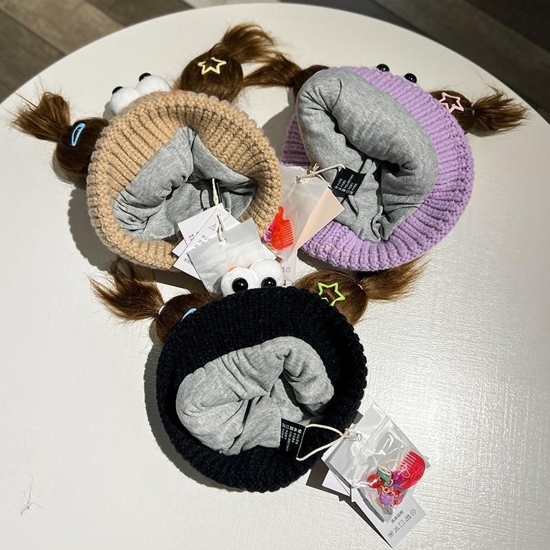 Cute Funny Knit Hat Women Street Snap Winter Thick Warm Ear Protection Cap