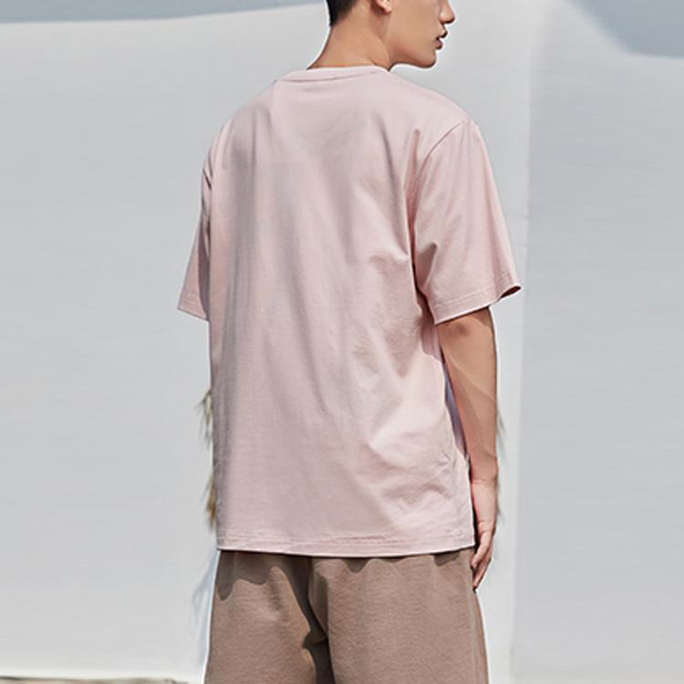 Li Ning Sports Fashion Series Casual Round Neck Short Sleeve T-Shirt Unisex Tops Light-Pink AHSR708-5
