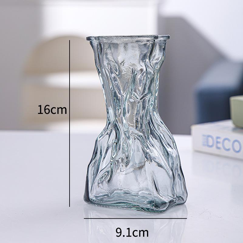 Nordic Cone-Shaped Transparent Glass Vase for Lucky Bamboo and Flowers