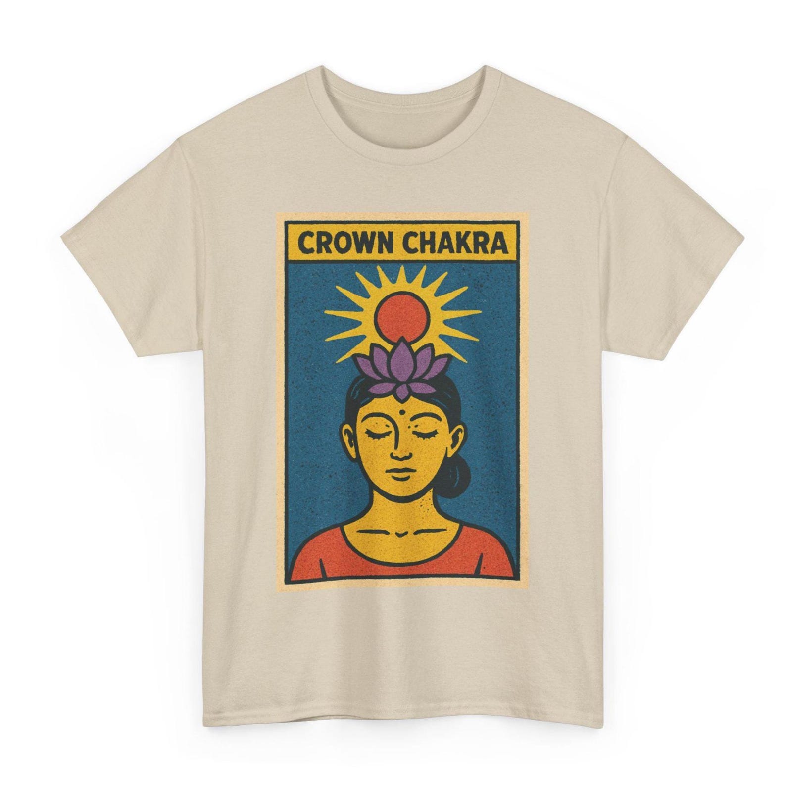 Crown Chakra T-Shirt: Retro Comic Spiritual Tee for Yogis S
