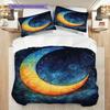 New Moon Pattern Bedding Quilt Set Quilt Cover Pillowcase Home Decoration Birthday Gift (1 * Duvet Cover + 2 * Pillowcase, Without Core)