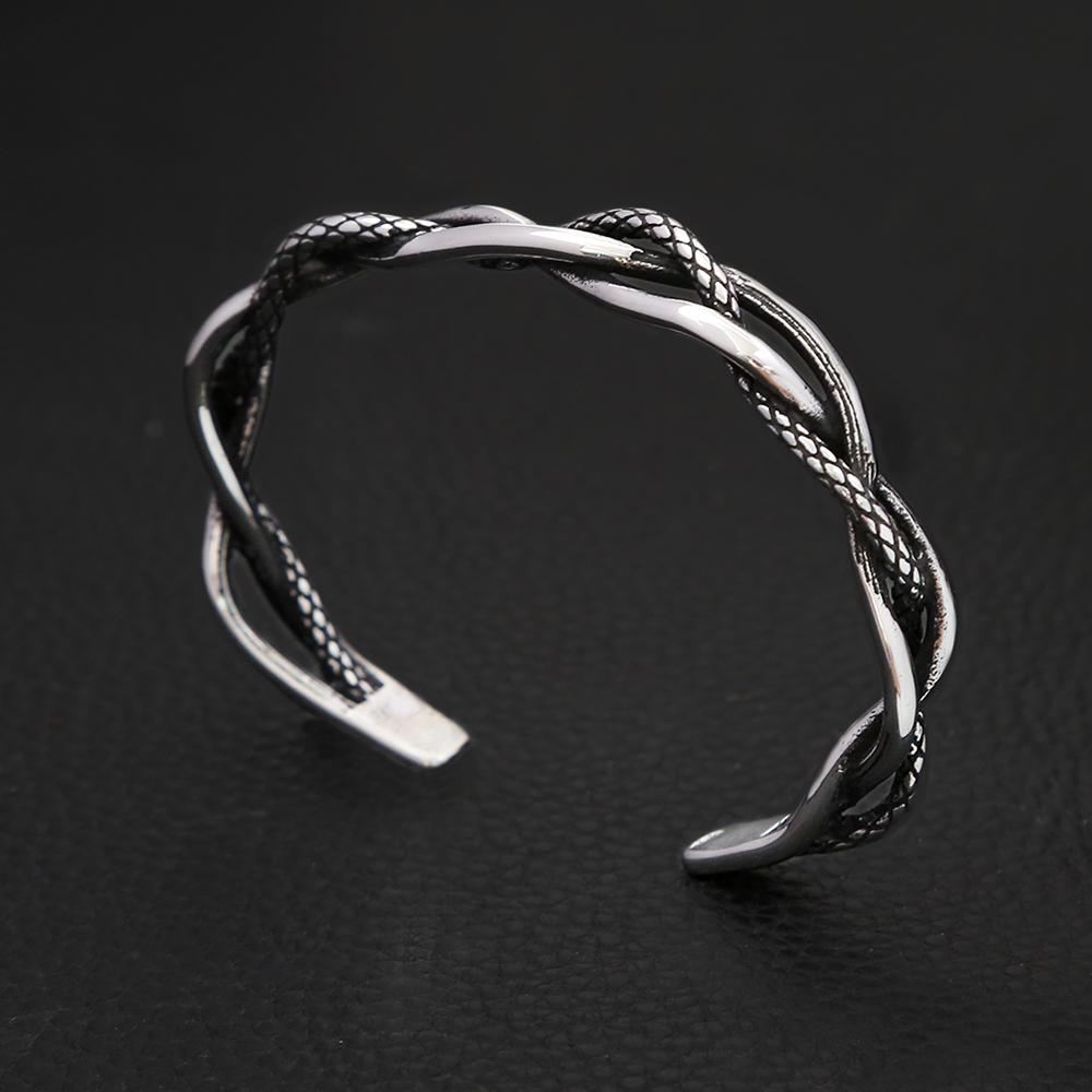 Vintage Simple 316L Stainless Steel Twisted Woven Bracelets For Men Women Punk Fashion Opening Bracelet Luxury Jewelry