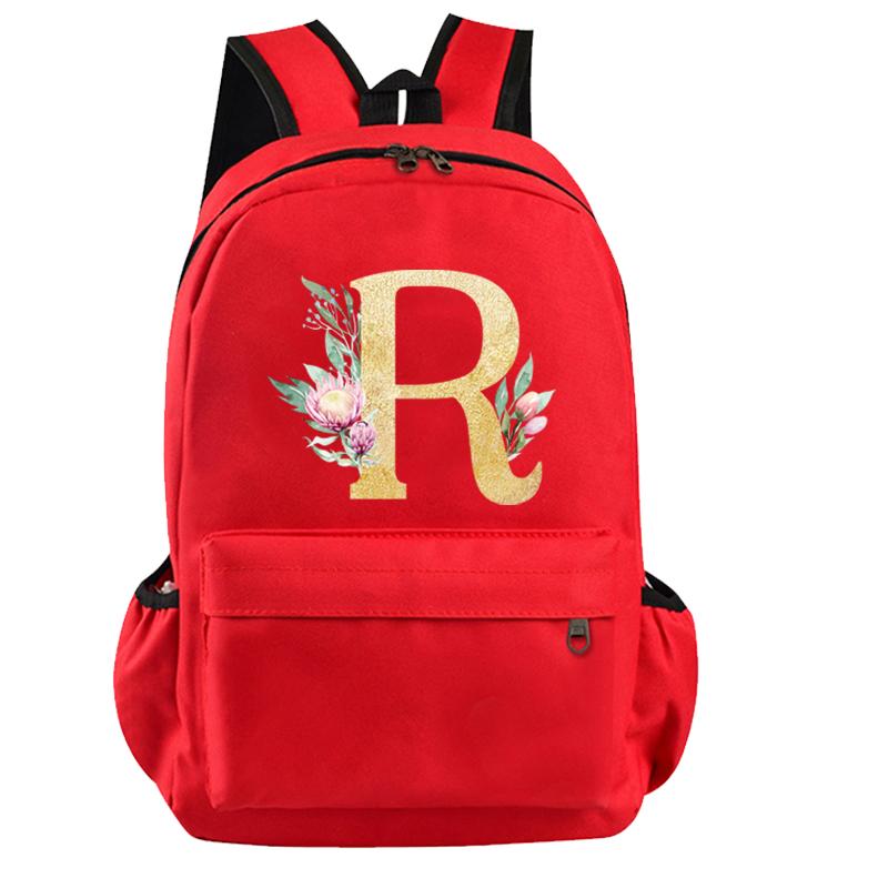 26 English Letters Cosplay Canvas Red Backpack Children Schoolbag Travel Bag Back To School Bookbag for Kids