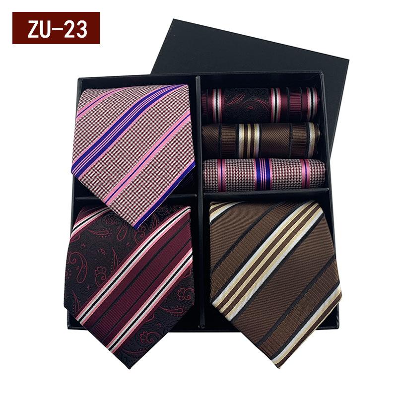 Men'S Gift Box Tie, Fashionable Business Striped Tie Square Scarf Combination Set, Luxury Gift Box.