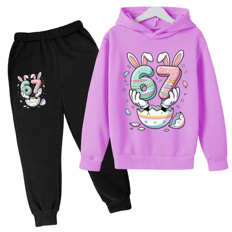 Kids Hoodie New Six Seven 67 Print Clothes Sweatshirt+Pants 2P Boy Girl Toddler 3-12Years Casual Top Pullover Sports Fashion Set