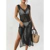 Women's Holiday Beach Hollowed Out Woven Sundress Long Sexy Slit Dress