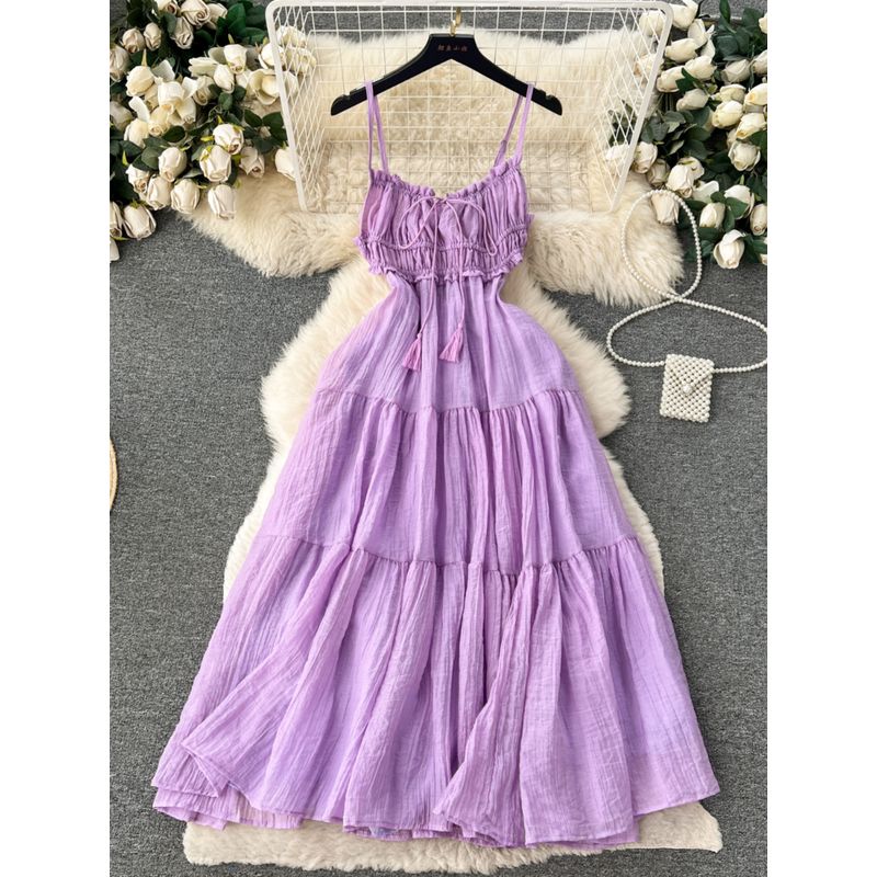 Women's Summer Inspirational Backless Swing Long Sling Dress