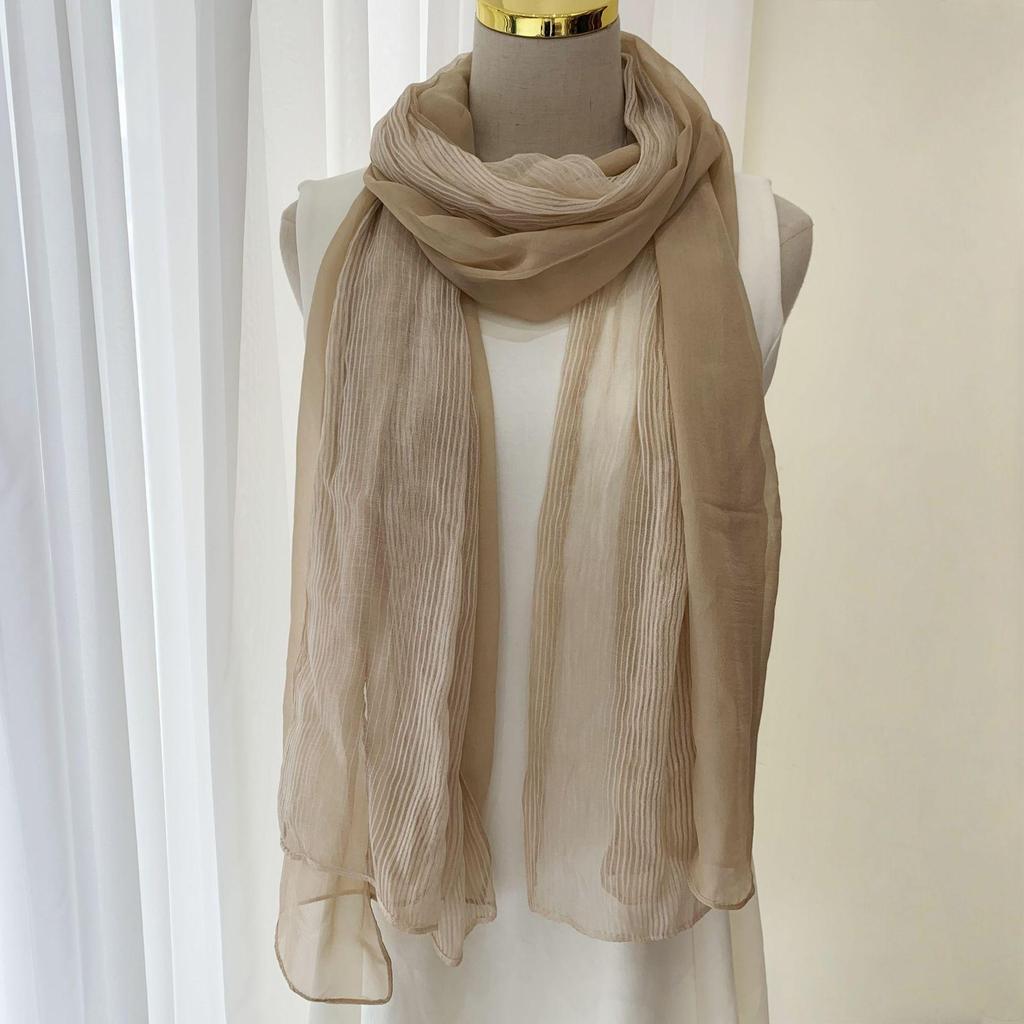 Atmungsaktiver Seidenschal im koreanischen Stil - Gestreifte Patchwork & Ethnische Gaze-Schal für Frühling & Herbst
