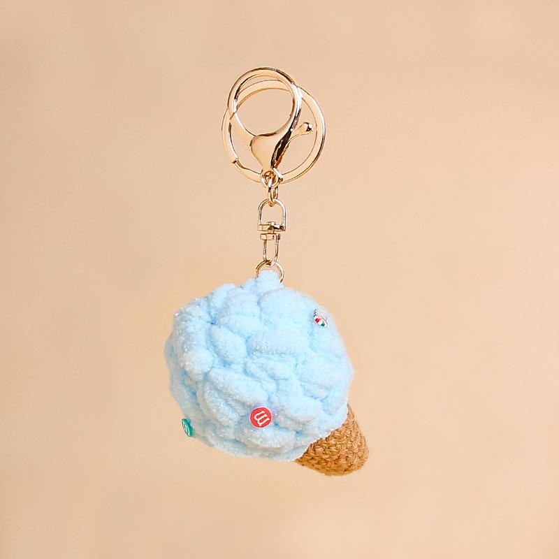 1PC Kids Kawaii Simulated Plush Ice Cream Cone Keychain Creative Cute Food Keyring Couple Key Holder Bag Pendant Decoration Toys