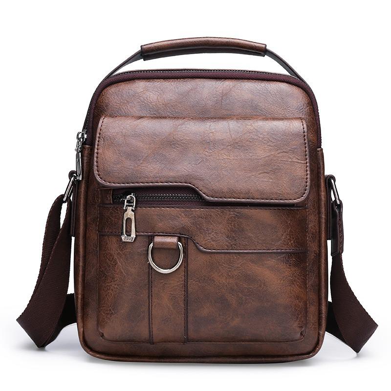 Men's PU Leather Vertical Crossbody Shoulder Bag - Business Casual Handbag and Travel Backpack