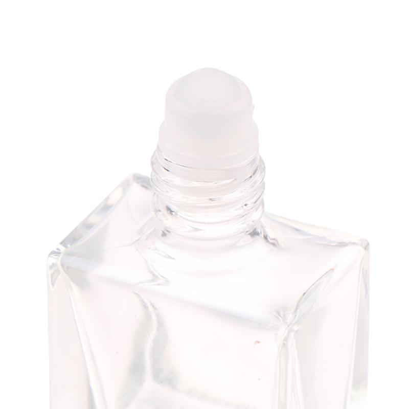 8/10/15Ml Empty Clear Square Glass Essential Oil Bottle Steel Roller Gold Lid Massage Perfume Roll On Sample Vials