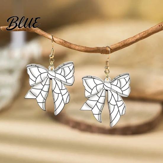 Women Earrings 1 Pair Sports Ball Bow Hook 2D Acrylic