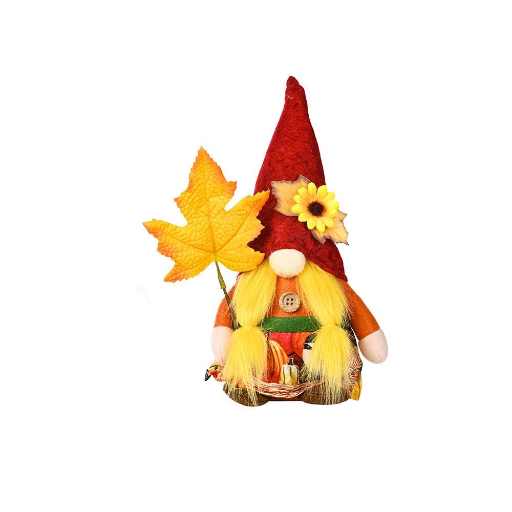 Cute Maple Leaf Rudolf Doll Ornament Creative Faceless Doll Ornament  Thanksgiving